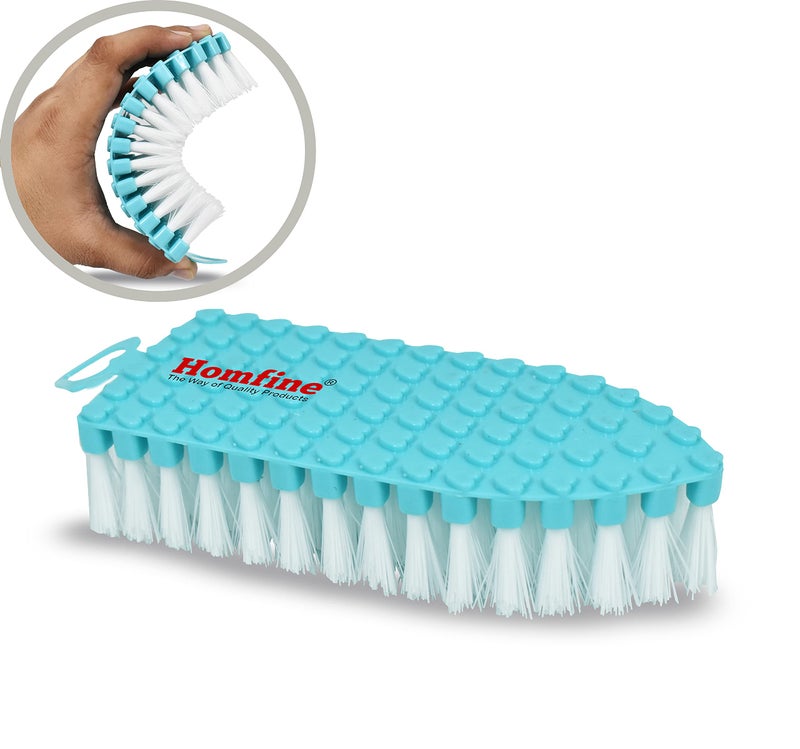 Homfine Flexible Brush Soft bristles for Cloth Washing, Tiles, Floor, Sink Cleaning (Aqua Green) (1) - Image 1