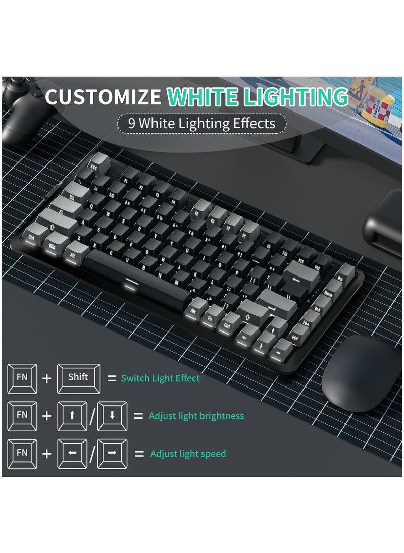 INFOSUN - 82 Keys Mechanical Gaming Keyboard 75% Mini Type-C Wired  - White Light Effect - Hot Swappable - Gasket Mounted Design - Side engraved PBT Keycaps Gaming Keyboard(Customized Noah Silver Switch) - Image 1