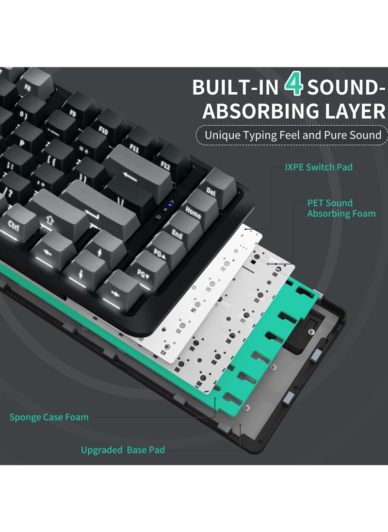 INFOSUN - 82 Keys Mechanical Gaming Keyboard 75% Mini Type-C Wired  - White Light Effect - Hot Swappable - Gasket Mounted Design - Side engraved PBT Keycaps Gaming Keyboard(Customized Noah Silver Switch) - Image 1