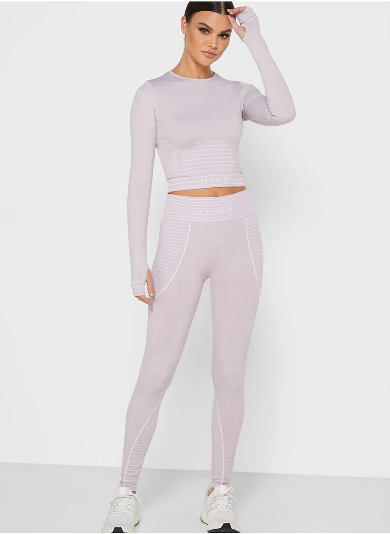Missguided Logo Band High Waist Leggings