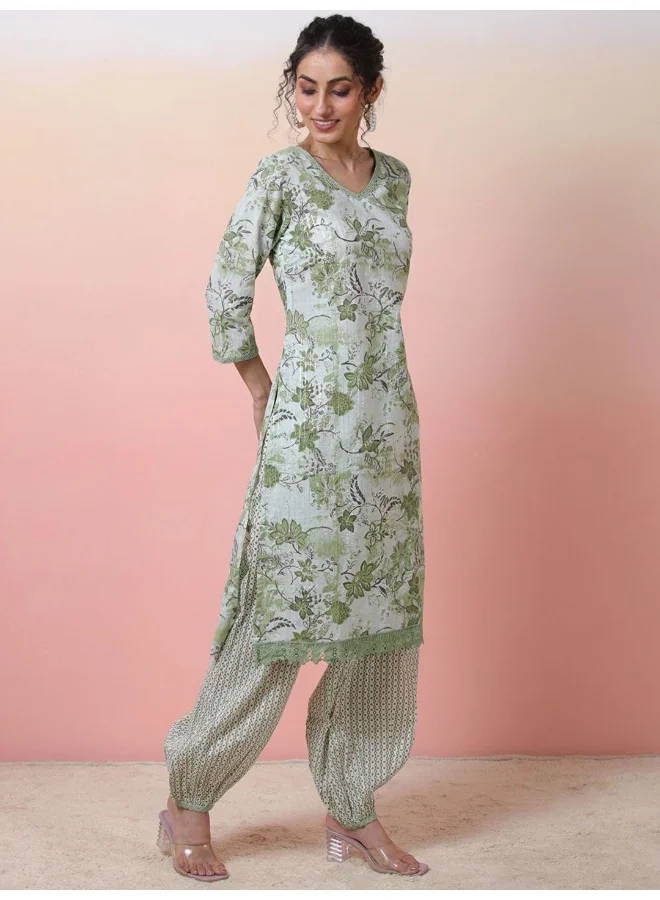 أيه كيه إس Mint Green Kurta Set with balloon pant