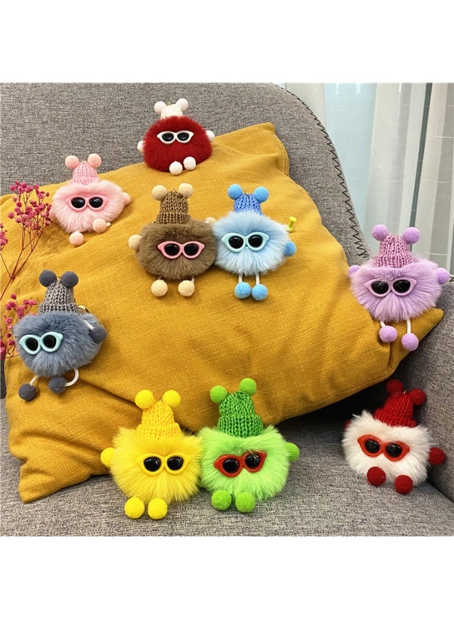 توي آند جوي مفاتيح مفاتيح مفاتيح كرة الفروش الحمراء الصغيرة المحشوة بأغلفة مفاتيح مفاتيح سيارة محشوة بدمى الفراء من الصوف - Image 3