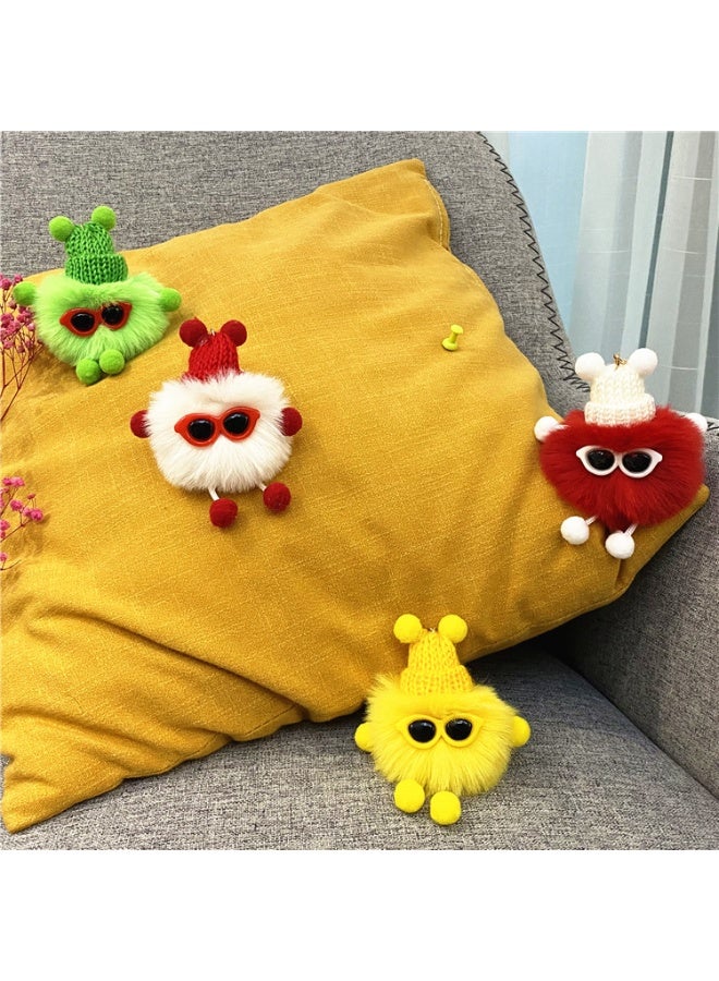 توي آند جوي مفاتيح مفاتيح مفاتيح كرة الفروش الحمراء الصغيرة المحشوة بأغلفة مفاتيح مفاتيح سيارة محشوة بدمى الفراء من الصوف - Image 4