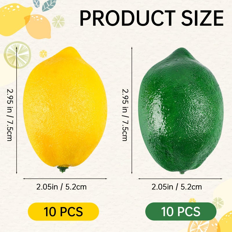 Toopify 20pcs Yellow Artificial Lemons Fake Fruit Lemons Artificial Lifelike Simulation Lemon for Home House Kitchen Party Decoration - Image 2
