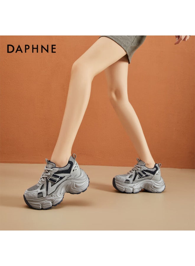 Daphne Women's Dad Sneakers Internal Height Increase Thick Sole Trendy Sports Shoes Travel Casual Shoes Leg-lengthening Fashion Sneakers Gray Blue Size 39 - Image 3