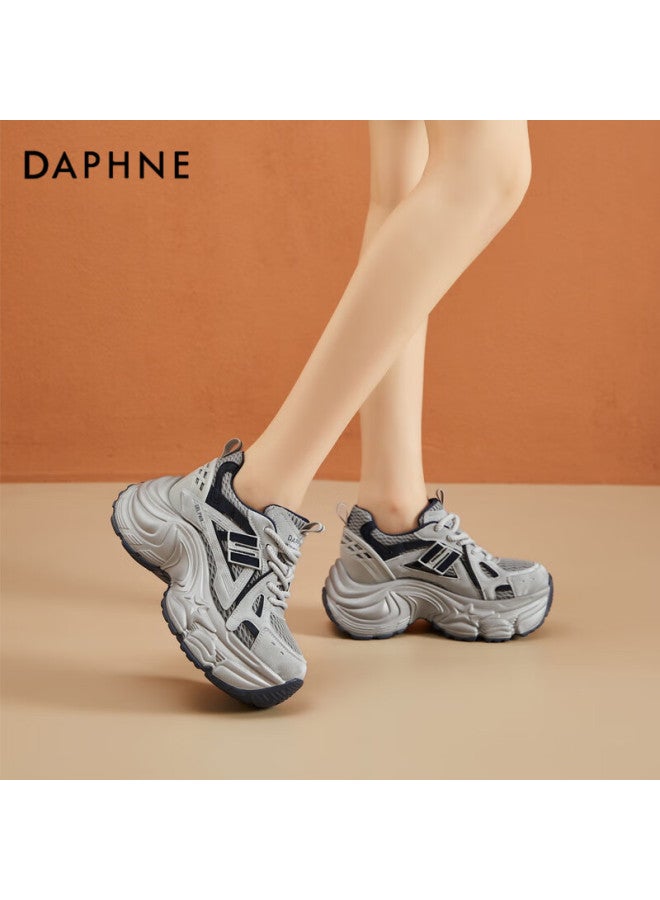 Daphne Women's Dad Sneakers Internal Height Increase Thick Sole Trendy Sports Shoes Travel Casual Shoes Leg-lengthening Fashion Sneakers Gray Blue Size 39 - Image 2