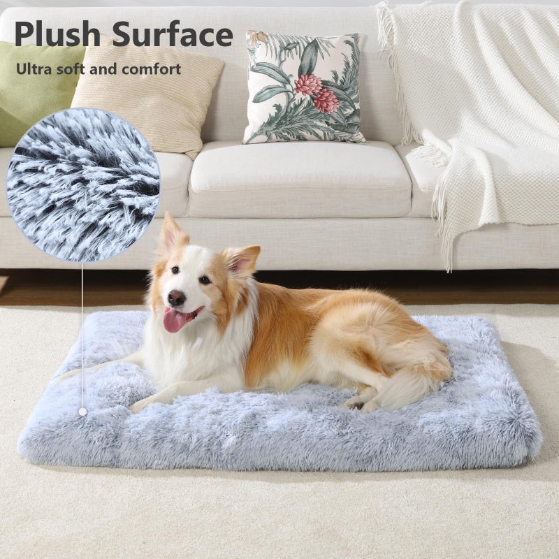 Vonabem Large Dog Bed Crate Pad 36 inch, Washable Pet Beds Medium Small Sized Dogs, Deluxe Plush Warm Anti-Slip Puppy Mats for Sleeping, Soft Kennel Pads 35 * 23 inch Grey - Image 2