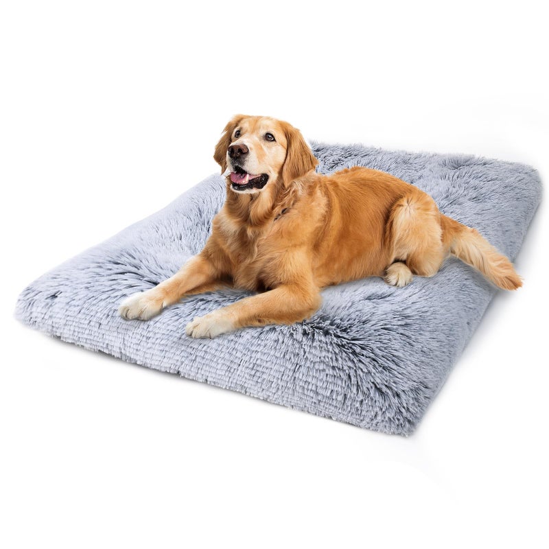 Vonabem Large Dog Bed Crate Pad 36 inch, Washable Pet Beds Medium Small Sized Dogs, Deluxe Plush Warm Anti-Slip Puppy Mats for Sleeping, Soft Kennel Pads 35 * 23 inch Grey - Image 1