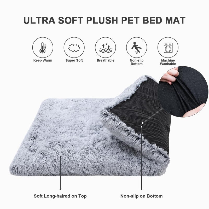 Vonabem Large Dog Bed Crate Pad 36 inch, Washable Pet Beds Medium Small Sized Dogs, Deluxe Plush Warm Anti-Slip Puppy Mats for Sleeping, Soft Kennel Pads 35 * 23 inch Grey - Image 4