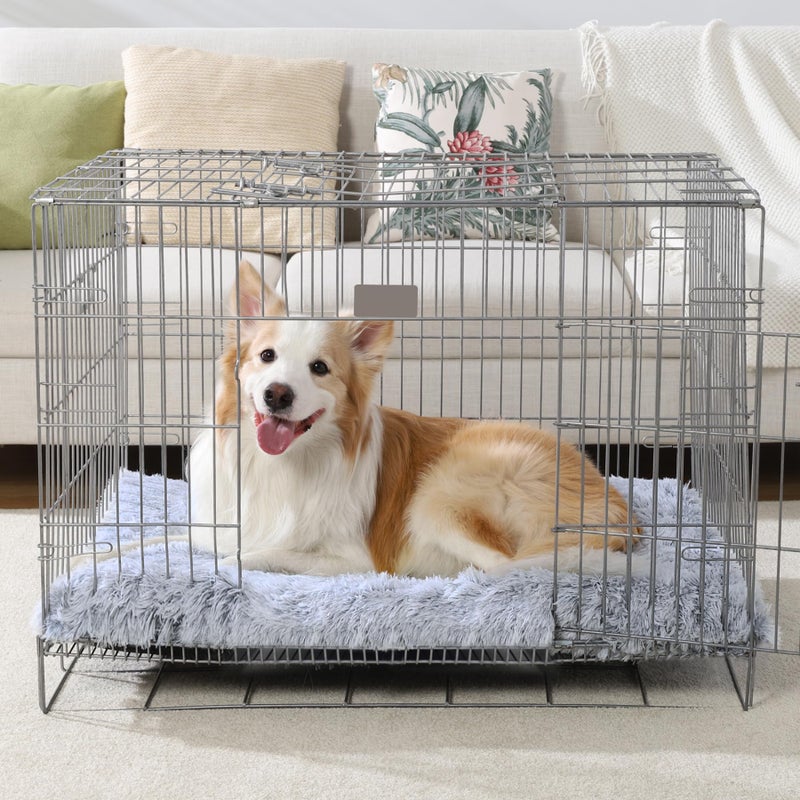 Vonabem Large Dog Bed Crate Pad 36 inch, Washable Pet Beds Medium Small Sized Dogs, Deluxe Plush Warm Anti-Slip Puppy Mats for Sleeping, Soft Kennel Pads 35 * 23 inch Grey - Image 3