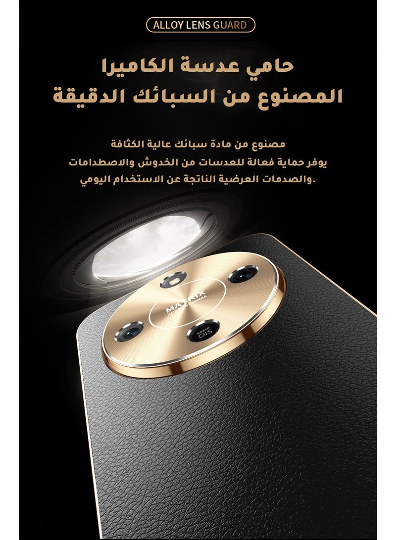Luxury Leather Case for Honor X9d 5G and Honor X70 Premium Textured TPU Shockproof Cover with Gold Electroplated Alloy Camera Lens Protector & Anti-Scratch Non-Slip Frame (Orange) - Image 3