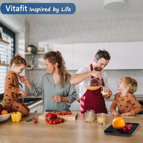 Vitafit 33lb Food Scale, High Accuracy 0.1oz by Our Professional Scale Factory Since 2001, Digital Kitchen Scales Weight Grams and Ounces for Cooking & Baking, 8.5x7.1in Platform, 3 AAA Battery, Black - Image 5