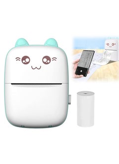 BORTONY Mini Portable Thermal Printer with 1 Roll Paper Blue/White  - Image 1