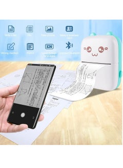 BORTONY Mini Portable Thermal Printer with 1 Roll Paper Blue/White  - Image 3
