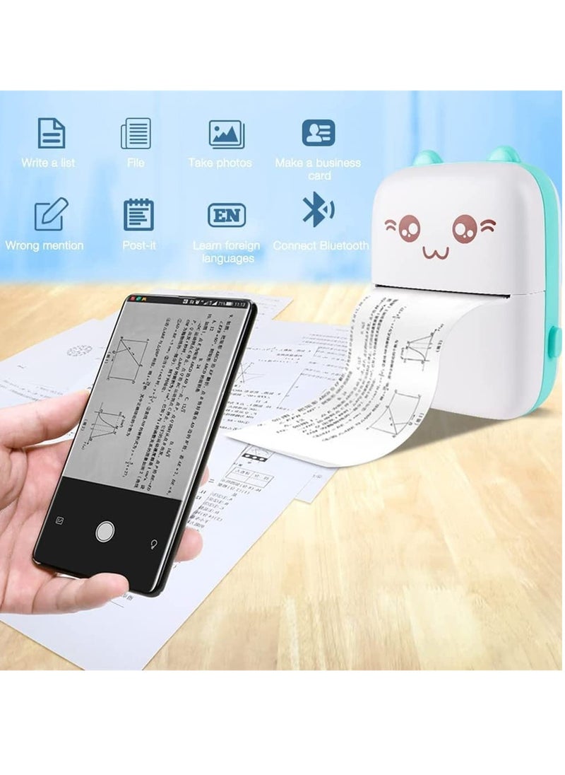 BORTONY - Mini Portable Thermal Printer with 1 Roll Paper Blue/White - Image 1