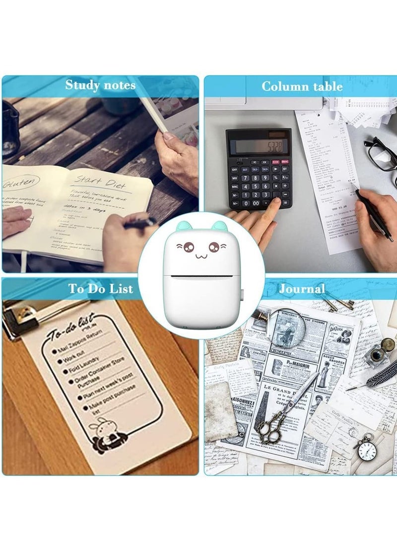 BORTONY - Mini Portable Thermal Printer with 1 Roll Paper Blue/White - Image 1