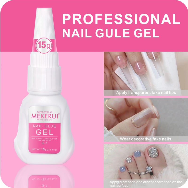 MEKERUI Super Strong Nail Glue Gel 15g â€“ Air-Dries in 7 Seconds, No UV Lamp Needed, Waterproof & Long-Lasting for Press-On Nails - Image 3