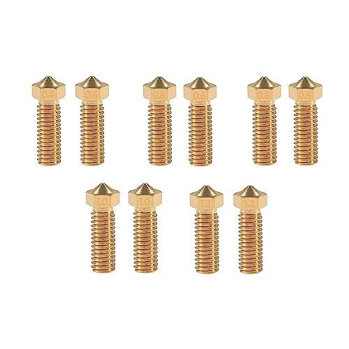 TESSERACT Extruder Nozzle For 3D Printer | Volcano Type Brass Nozzle for 3D Printing | Made in India Compatible With E3D Volcano Hotend And M6 Threaded Extruder (Quantity - 10 Nozzles, 2 Nozzles Each) - Image 1