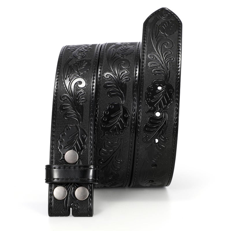 JASGOOD Mens Western Leather Belt Strap Without Buckle 1.5" Vintage Replacement Cowboy Leather Belt Strap with Snap on Buckle - Image 5