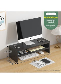 Monitor Stand Computer Elevated Rack Desktop Pad High Base Shelf Storage Keyboard Office Desktop Storage Rack-Color:Black [simple Two Layers]★Thickened Classic Style
