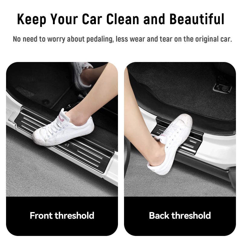 Bercicci 4PCS Door Sill Protector for Jeep Wrangler JL JLU 2018-2025 2026 & Gladiator JT 2020-2025 2026 Accessories Stainless Steel Front and Rear Door Car Pedal Kick Protection (Black Brushed) - Image 3