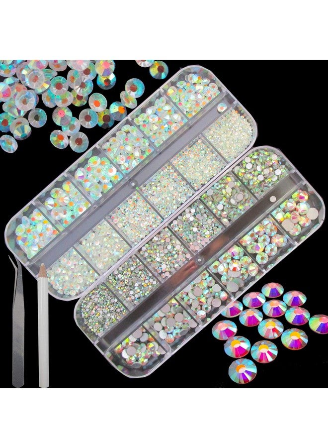 لايفيكس تول أحجار الراين للأظافر لصياغة 6 أحجام Ss20 أحجار الراين المسطحة للأظافر والوجه مع الملقط وقلم أحجار الراين مجموعة 4000 قطعة أ - Image 1