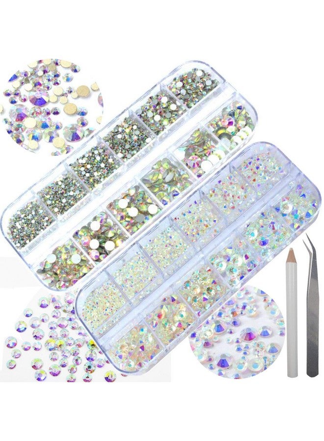 لايفيكس تول أحجار الراين للأظافر لصياغة 6 أحجام Ss20 أحجار الراين المسطحة للأظافر والوجه مع الملقط وقلم أحجار الراين مجموعة 4000 قطعة أ - Image 2