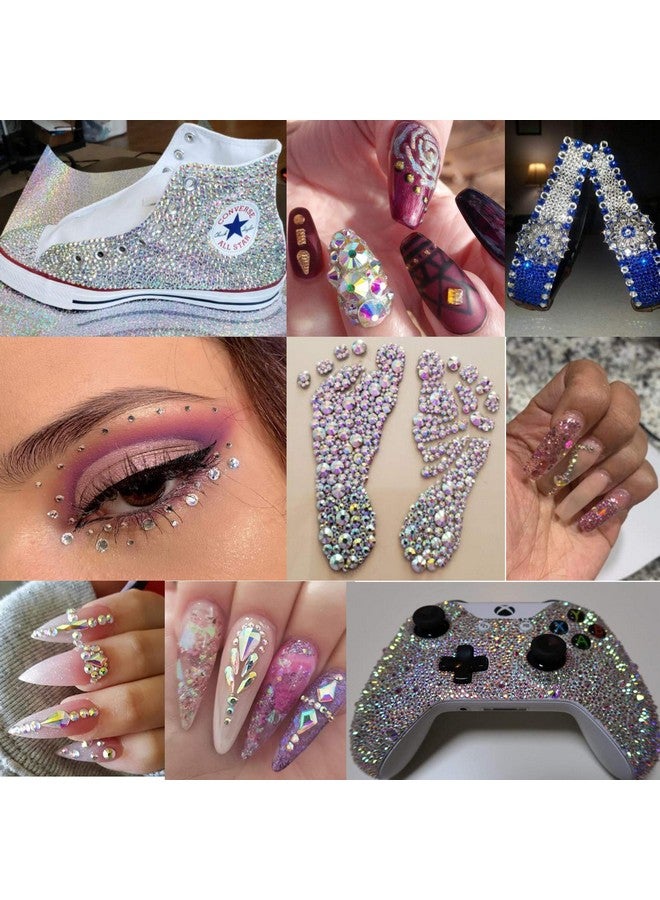 لايفيكس تول أحجار الراين للأظافر لصياغة 6 أحجام Ss20 أحجار الراين المسطحة للأظافر والوجه مع الملقط وقلم أحجار الراين مجموعة 4000 قطعة أ - Image 5
