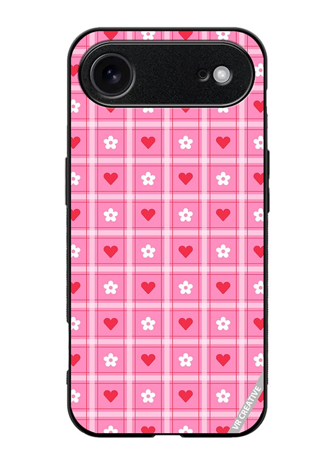 VR CREATIVE Protective Case Cover For Apple iPhone 17 Air Cute Heart Love Daisy Flower Red Pink Design Multicolour