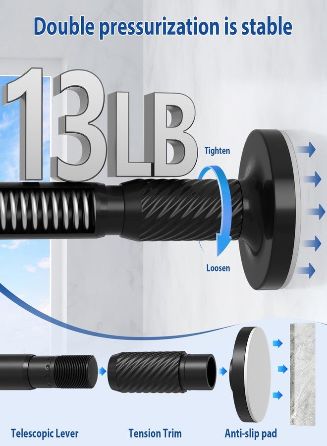 QINGYUN Tension Curtain Rod 32-90Inch Black Tension Rod Shower Curtain Rods no Drilling Outdoor Tension Rods for Patio, Windows,Bathroom,Closets,Doorway - Image 3