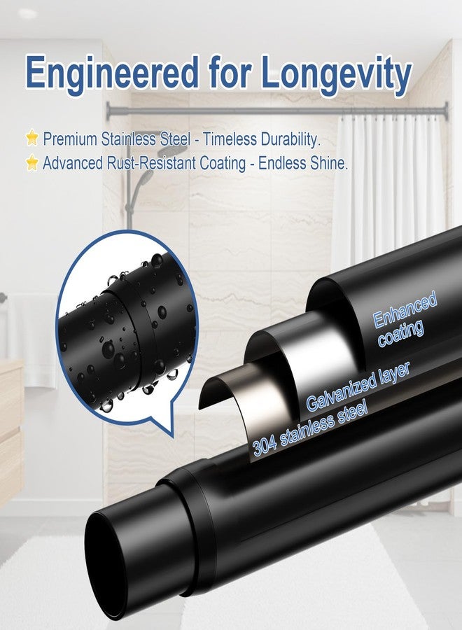QINGYUN Tension Curtain Rod 32-90Inch Black Tension Rod Shower Curtain Rods no Drilling Outdoor Tension Rods for Patio, Windows,Bathroom,Closets,Doorway - Image 5