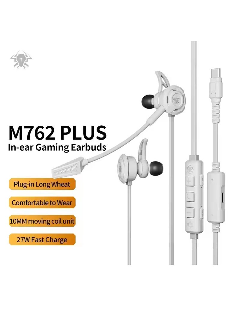 Plextone Plextone  M762 Semi-In-Ear Earphones with USB-C Port, Wired, 27W Charger, Tablet Charger, Gaming Earphones, HD Microphone, White  - Image 5