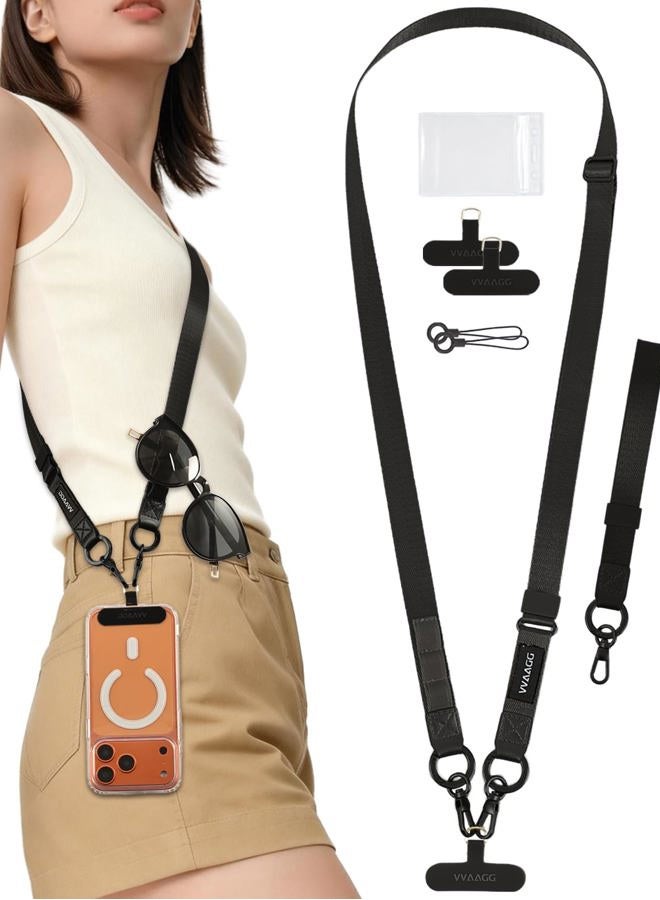 VVAAGG Clip and Go 2-in-1 Phone Lanyard: Adjustable & Detachable Crossbody and Wrist Strap, Anti-Drop & Anti-Theft Lanyard with ID Holder Travel Essential for Most iphone and Smartphones - Image 1
