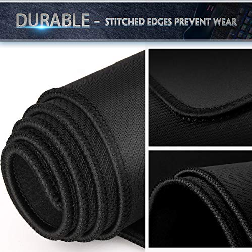 TONOS [35% Larger] Gaming Mouse Pad 12x10x1/8 in. Delicate Stitched Edges & Non-Slip Natural Rubber Base, Premium-Textured & Waterproof Mousepad, Mouse Mat for Computer, Laptop, PC, Office & Home, Black - Image 5