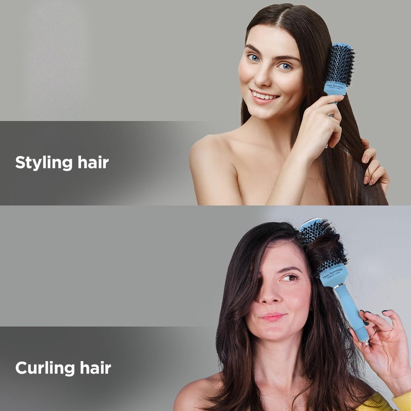 UMAI Hair Brush 32 mm Ioninfused Ceramic Nano Technology AntiStatic Boar Bristles Hair Comb For Men and Women IceBlue Single Pack - Image 4