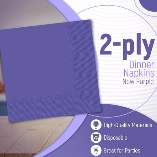 Amscan New Purple 2-Ply Dinner Napkins - 8" (Pack Of 40) | Vibrant & Durable Paper For Parties, Events & Everyday Use - Image 5