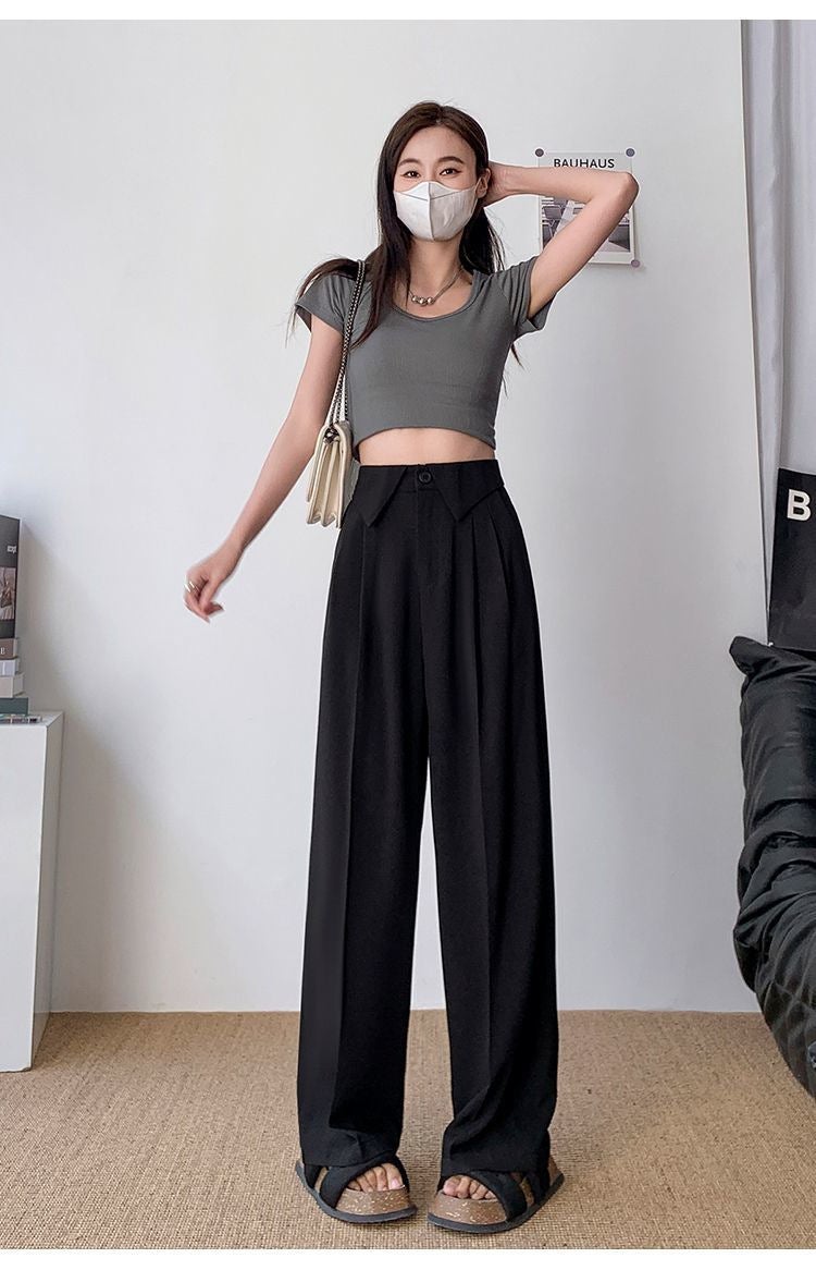 Chic Casual Loose Straight-Leg Suit Trousers for Women Brown - Image 3