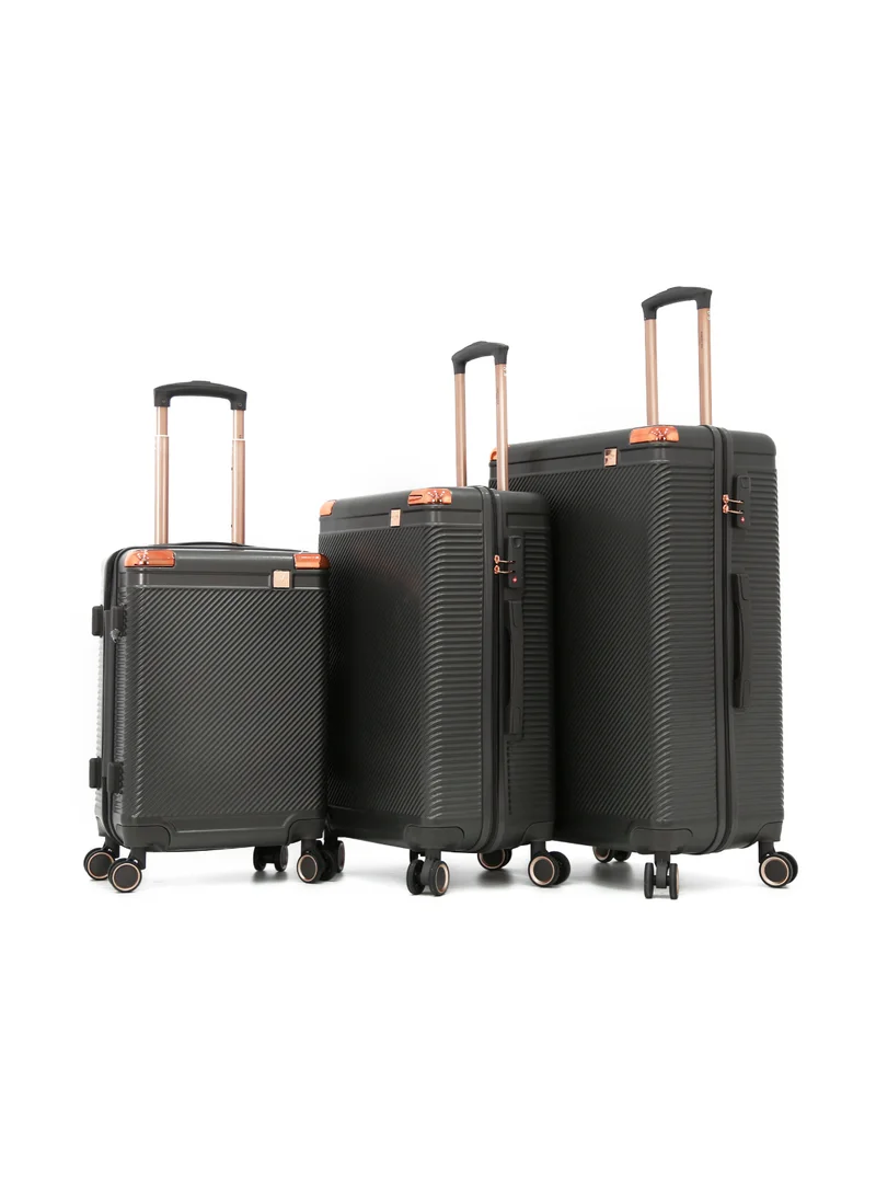 AMERICAN FLYER AMERICAN FLYER Luggage Set of 3 – Hardshell Trolley Bags with Secure Lock, Multi-Compartment Storage & Spinner Wheels,Grey(S-20",M-24",L-28")