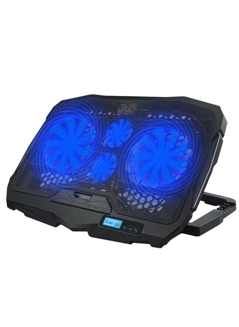 S18 Laptop Cooling Stand 4 Fans - With 6 Fan Control Speed Level With LCD Display - 3 Level Adjustable Height - Support Laptop Up to 17 Inch ABS Control Fan Speed Notebook Holder Cooling Pad