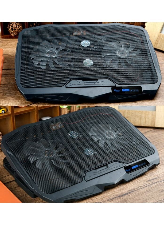 S18 Laptop Cooling Stand 4 Fans - With 6 Fan Control Speed Level With LCD Display - 3 Level Adjustable Height - Support Laptop Up to 17 Inch ABS Control Fan Speed Notebook Holder Cooling Pad