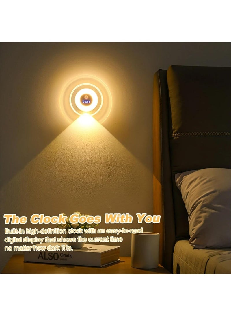 YOUGE Motion Sensor Night Light, LED Wall Lamp, Induction Light with Clock, Rechargeable and Dimmable, Suitable for Interior Decoration, Bedroom, Bathroom, Corridor, Staircase Lighting - Image 5
