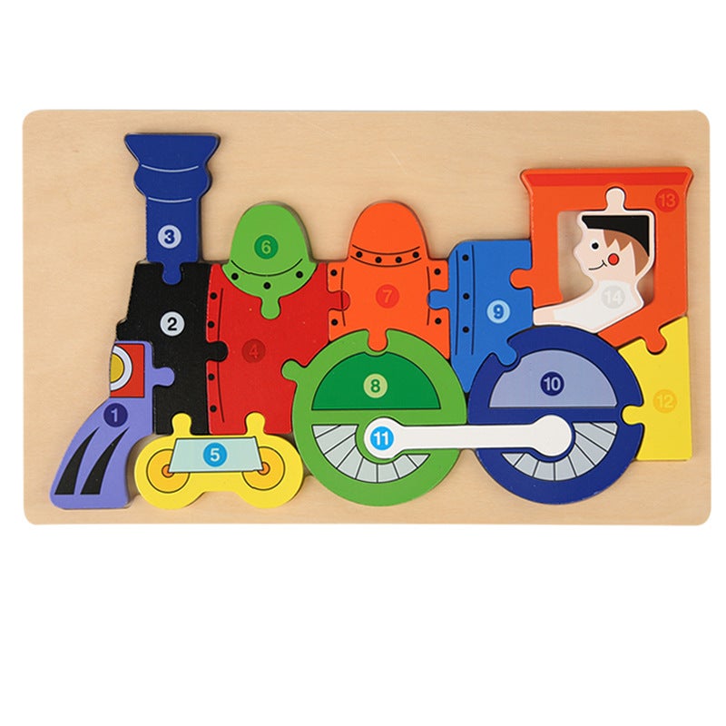 Wooden Buckle Puzzle Toy Early Childhood Education Enlightenment Puzzle Baby Building Blocks Toy Matching Shape Cognitive Puzzle - Image 1