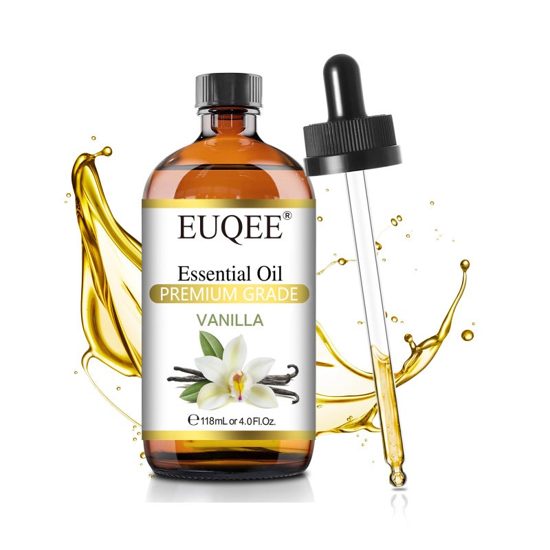 EUQEE Vanilla Essential Oil 118 ml Premium Vanilla Oil with Glass Dropper, Great for Diffusers, Aromatherapy, Candle Making, DIY Soap - 4Fl.Oz - Image 1
