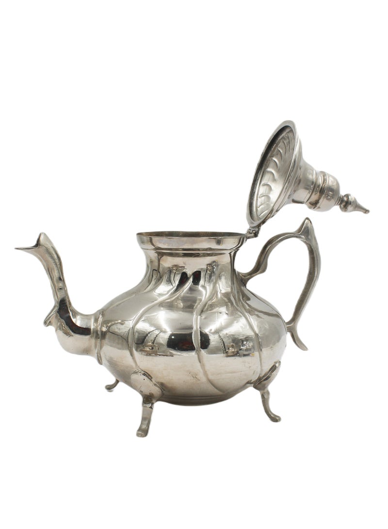 Antique Museum Moroccan Traditional White Metal Coffee Pot 29 x 29 cm  - Image 1