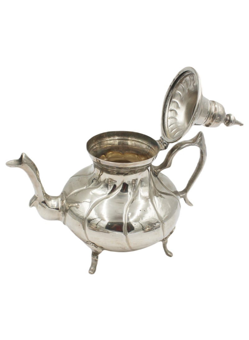 Antique Museum Moroccan Traditional White Metal Coffee Pot 29 x 29 cm  - Image 3