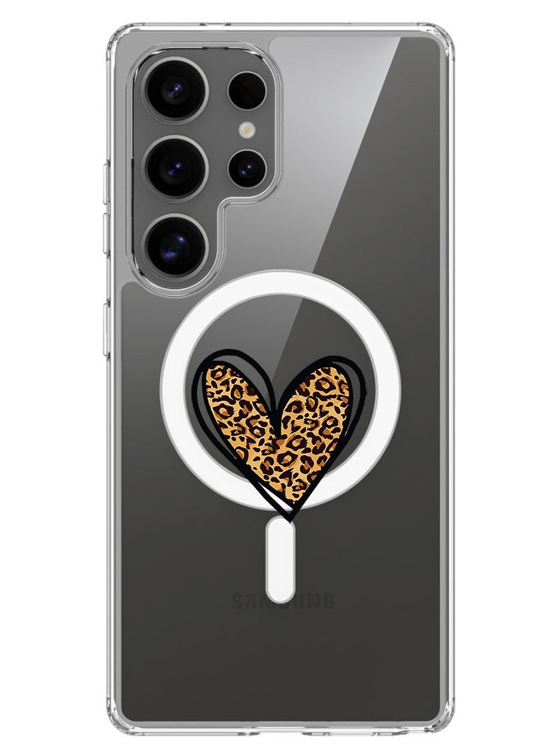 Theodor Magnetic Case for Samsung Galaxy S25 Ultra 6.9-inch Compatible with MagSafe Wireless Charging, Shockproof Phone Bumper Cover leopard Print  - Image 1