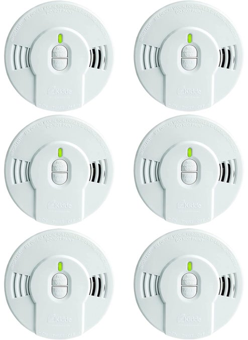 Kidde Smoke Detector 10Year Battery LED Indicators Replacement Alert TestReset Button 6 Pack White