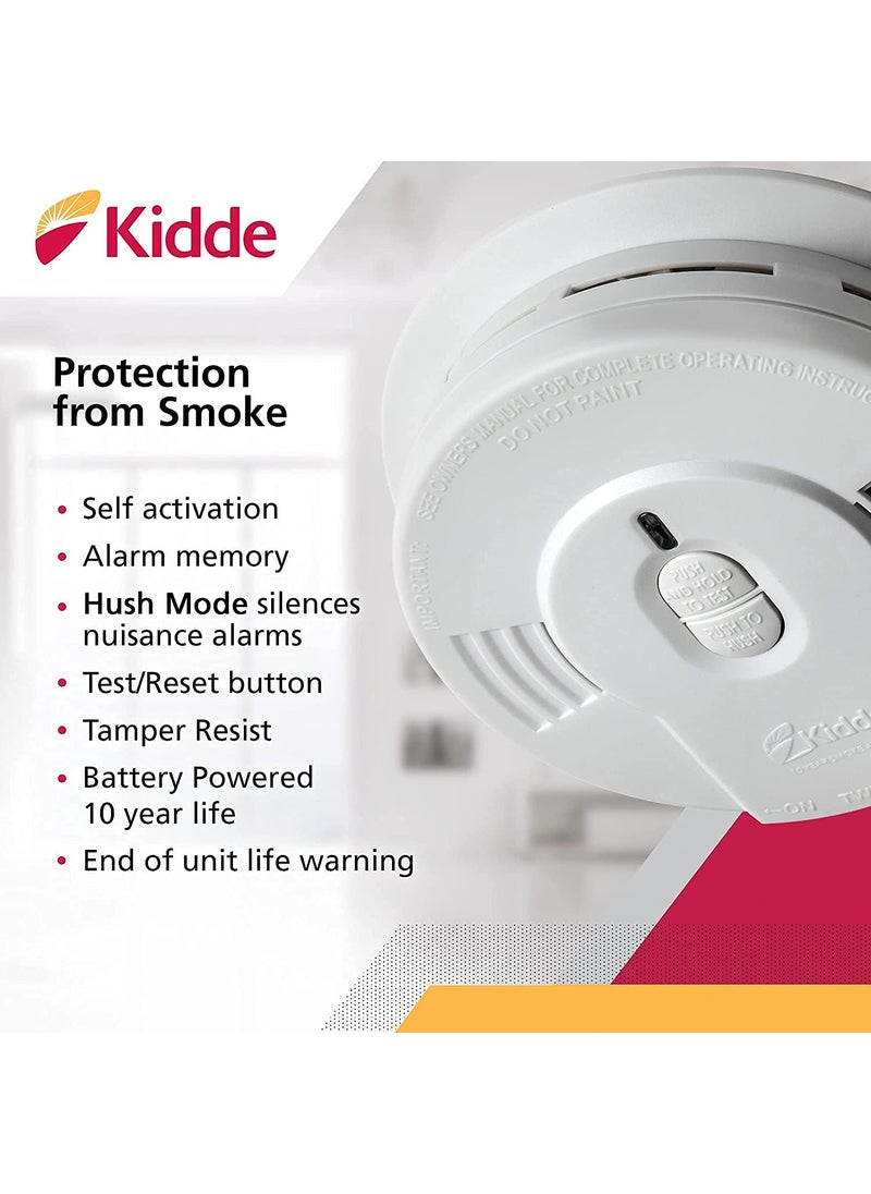 Kidde Kidde Smoke Detector 10Year Battery LED Indicators Replacement Alert TestReset Button 6 Pack White  - Image 2