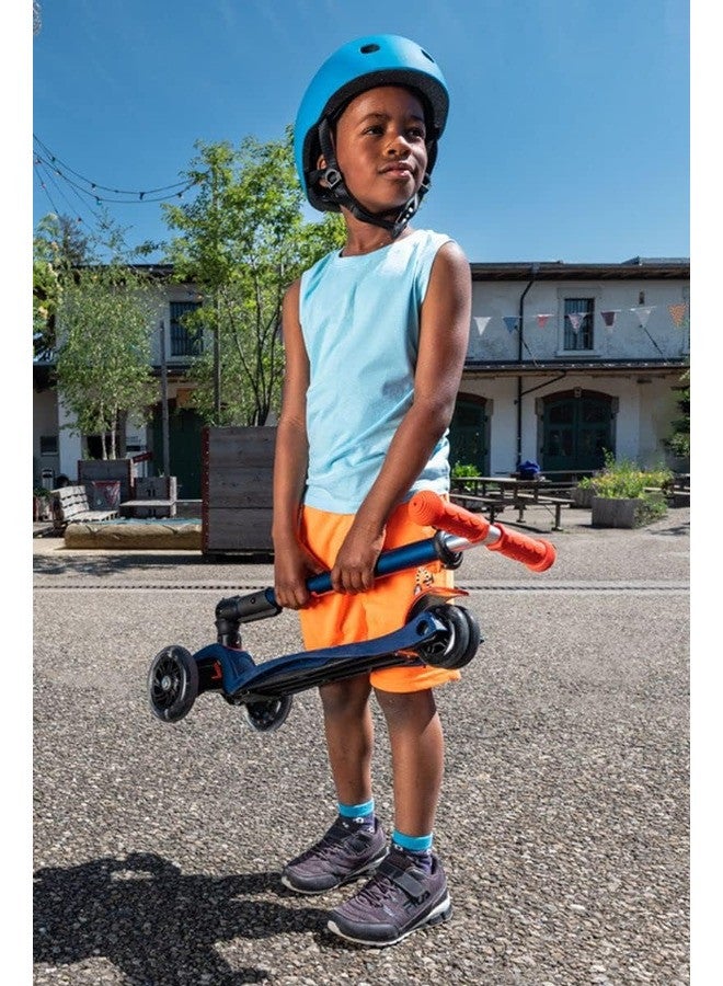 Micro مايكرو كيكبورد - ماكسي ديلوكس قابل للطي مع إضاءة LED - سكوتر ثلاثي العجلات، توجيه بالميل، قابل للحمل مصمم سويسري للأطفال مع عجلات مضيئة تعمل بالحركة للأعمار من 5-12 (أزرق) - Image 5