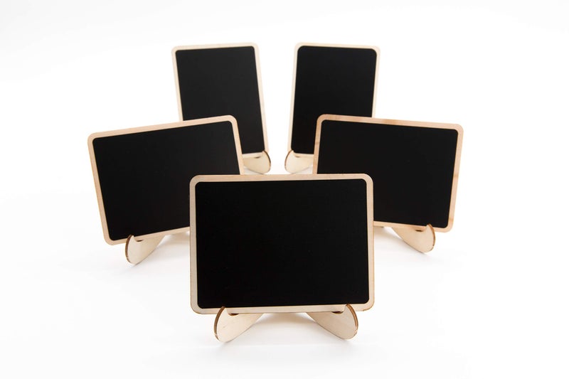 DSTELIN 10 Pack Mini Chalkboards Signs with Easel Stand, Small Rectangle Chalkboards Blackboard, Wood Place Cards for Weddings, Birthday Parties, Message Board Signs and Event Decoration - Image 5